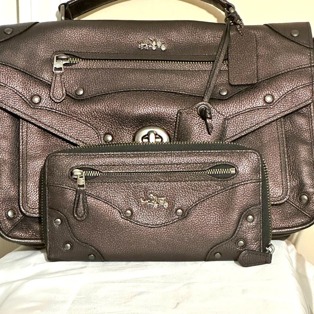 Stunning Coach Ryder Metallic purse and Accordian Zip Wallet
